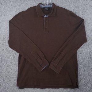 Brooks brothers polo shirt mens extra large brown collar workwear work business